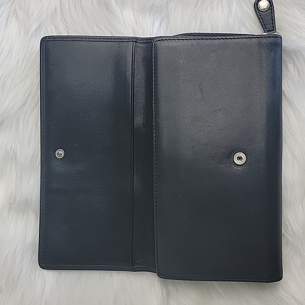 COACH VTG Smooth Black Leather Checkbook Insert Long Trifold Snap Closure Wallet - Picture 5 of 16